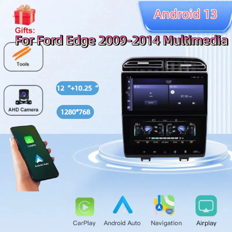 

5G Android Dual Screen Car Radio For Ford Edge 2009-2014 Multimedia GPS Navigation Stereo Carplay Air Conditioner Panel A/C