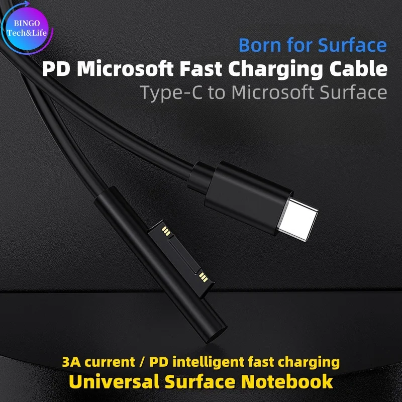 

Type-C(USB-C) to Microsoft Surface Magnetic Charging Cable for Microsoft Surface Pro/Book/Laptop，PD Fast Charging Magnetic Cable