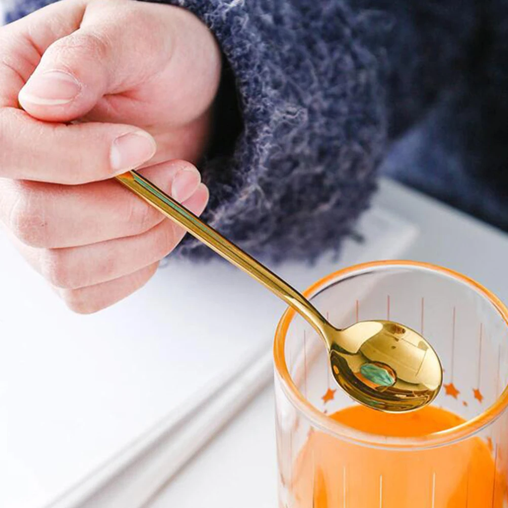 

4 Pcs Ice Spoon Dessert Spoon Small Spoons Portable Stainless Tea Scoop Household Supply Lightweight Practical