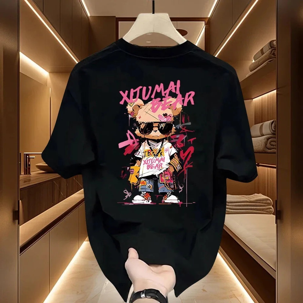 

2025 Trendy summer men's clothing: 100% pure cotton street high-quality T-shirts, outdoor fashionable sports T-shirts