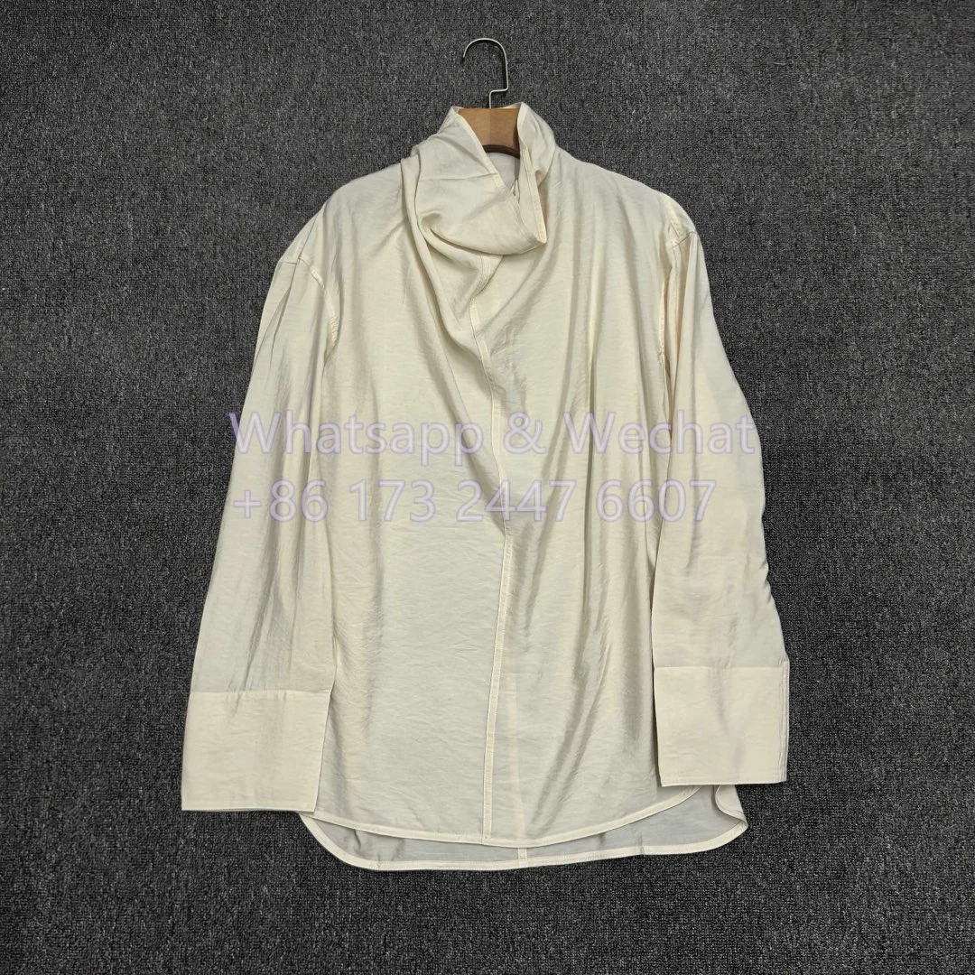 To*te*e fall & spring women blouse white black lyocell blended long sleeve loose style oversize heaps collar