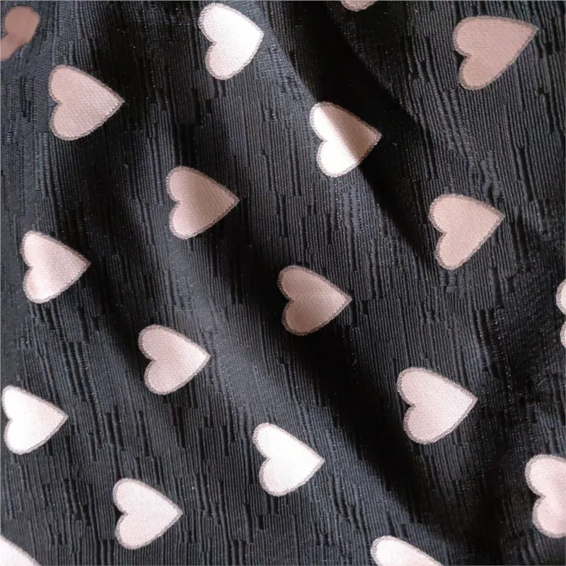Black base with pink heart jacquard fabric geometric dress and shorts