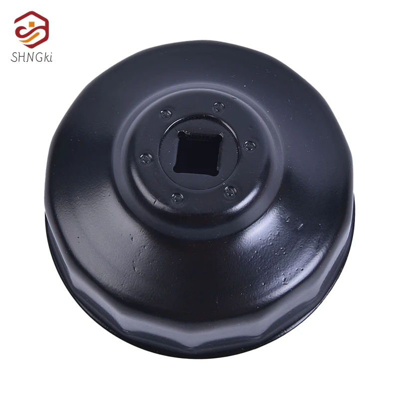 1pc Black Steel 76mm 14 Flutes Car Oil Filter Cap Type Wrench with 3/8\