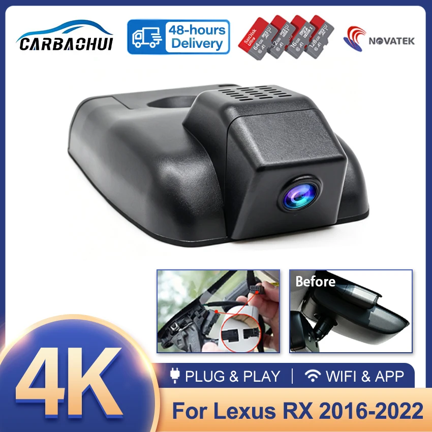 HD 4K Dash Cam for Lexus RX AL20 RX200t RX300 RX350 RX450h 2016-2022 DVR Front Rear Car Camera Plug and Play Video Recorder