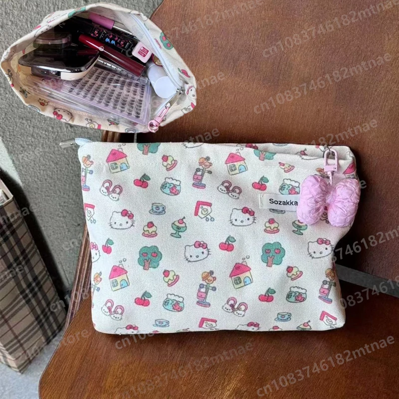 New Hellos Kittys Printed Clutch Bag Large Capacity High Appearance Level School Season Portable Makeup Bag for Girls Gifts