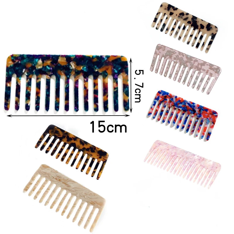 

Fashion Acetate Hair Comb Everyday Care Massage Anti Static Detangle Portable Colorful Marble Wide Tooth Comb Hair Styling Tool