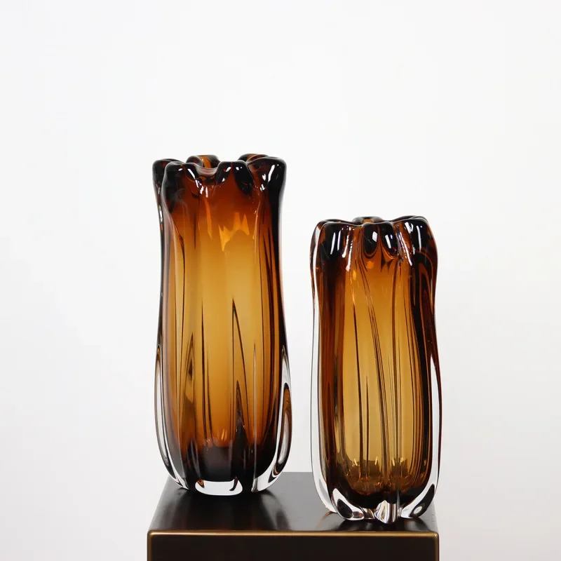 

For Glass Vase Thick Glass Bottles with Irregular Folds Hydroponics Terrarium Flowerpot Flower Vase Home Decoration Accessories