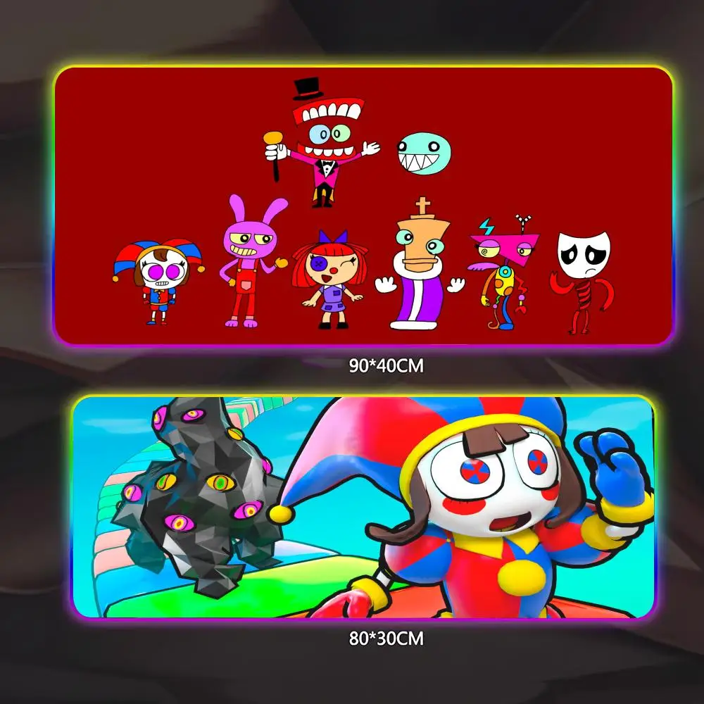 

Коврик для мыши с мультяшным цифровым цирковым дизайном, светящийся LED RGB коврик для геймеров, настольный коврик для клавиатуры и мыши ПК