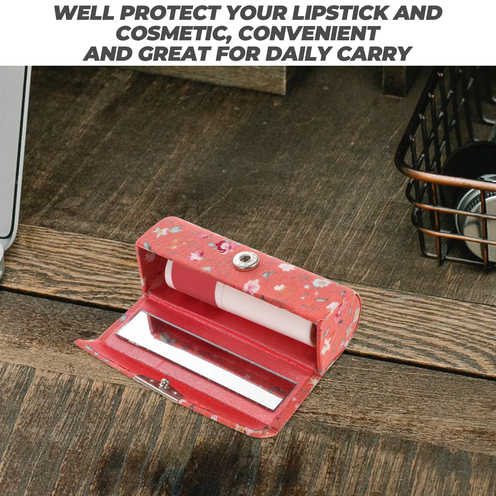 4Pcs Lipstick Case Portable Single Holder with Mirror Compact Lipstick Storage Box Elegant Travel