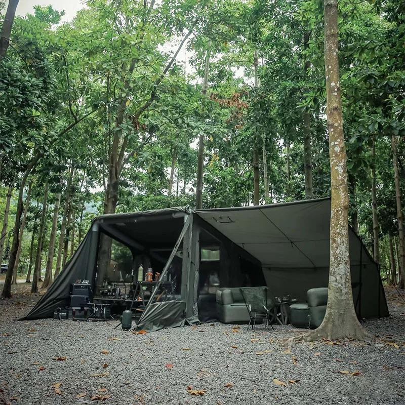 High-end camping hot-selling tactical wind bunker inflatable tent, outdoor panoramic sunroof, one room and one living room