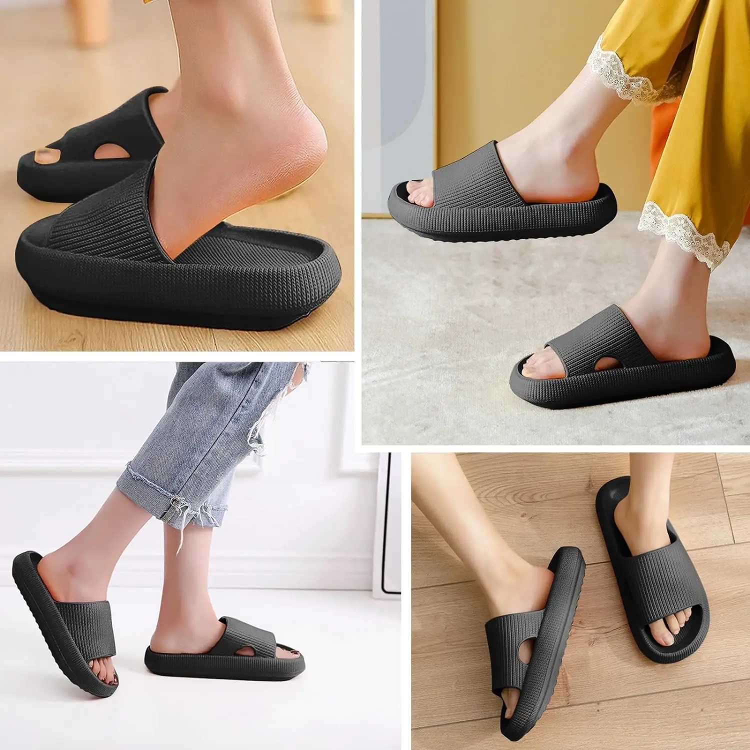 Sliders Cloud-Hausschuhe, rutschfeste Herren- und Damen-Hausschuhe, Cloud-Slider, weiche Flip-Flops mit dicker Sohle für Duschbadezimmer