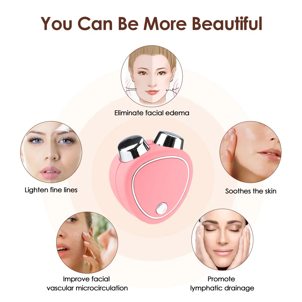 EMS Facial Massager Microcurrent Face Lifting Machine Roller  Charging Facial Beauty Anti Wrinkle Skin Tightening Rejuvenation