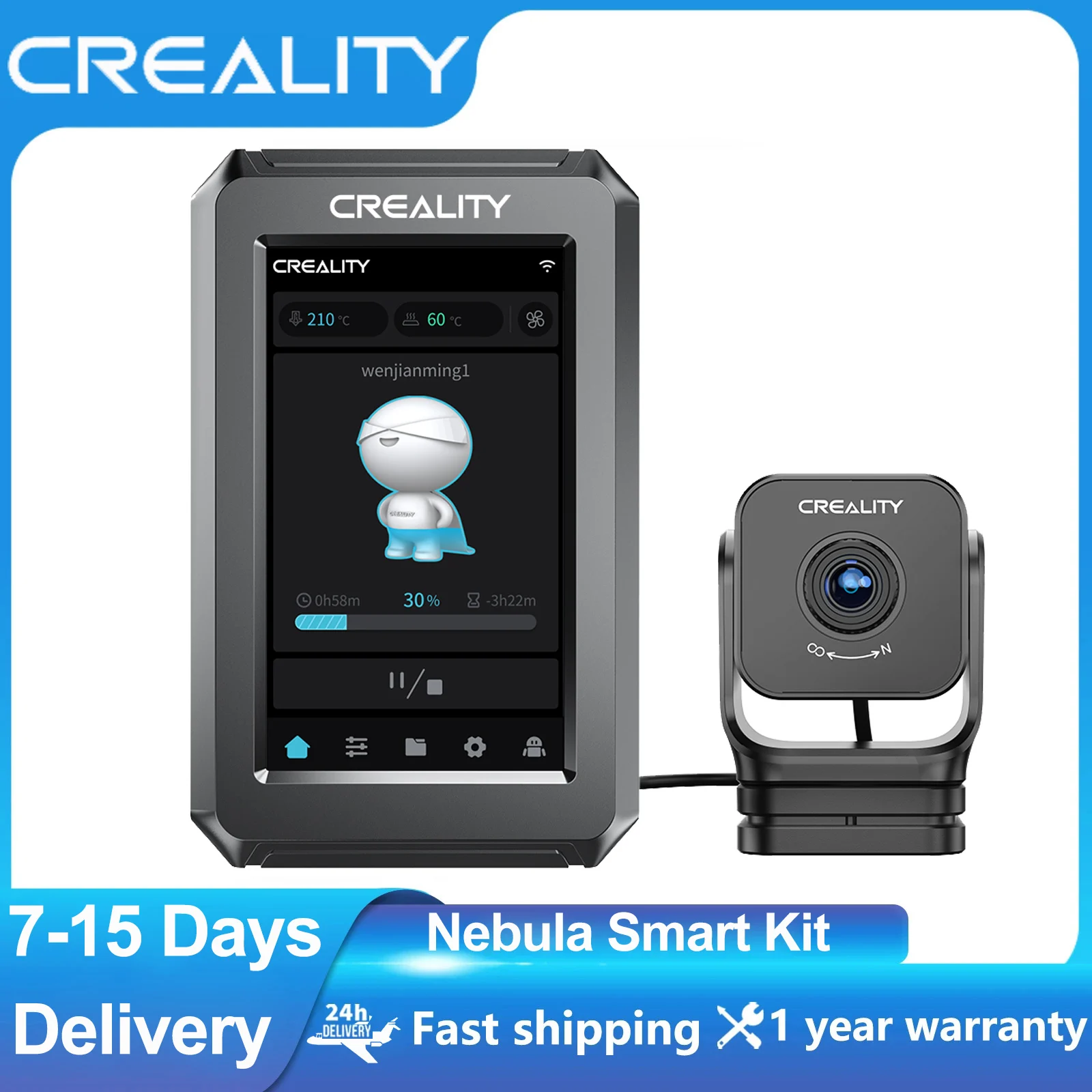 

Creality Nebula Smart Kit 4.3'' Touch Screen Precise Control High-Speed Printing Remote Monitoring Recording for Ender-3/3V2/NEO