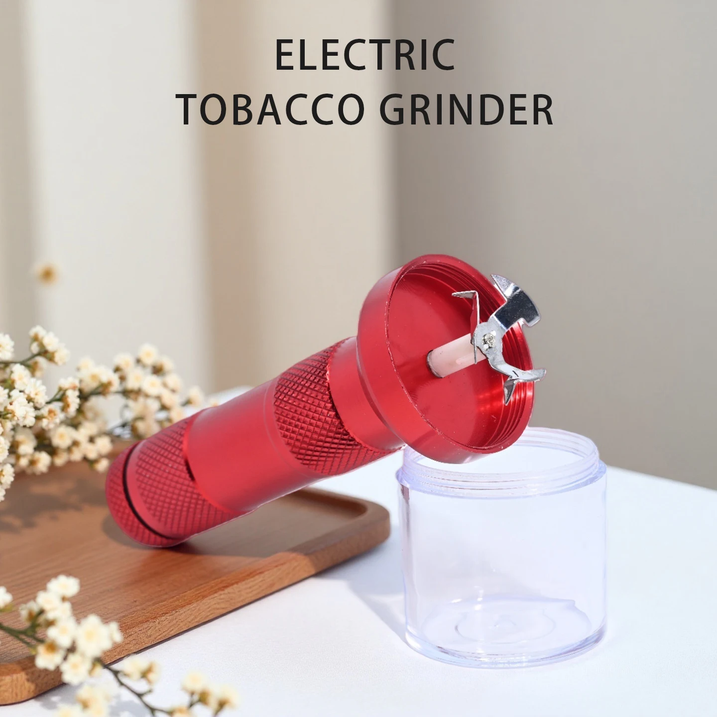 Red Small Aluminum Alloy Grinder, Spice and Chili Crusher, Multifunctional Grinder, Compact and Portable (Does Not Include Aaa Batteries)