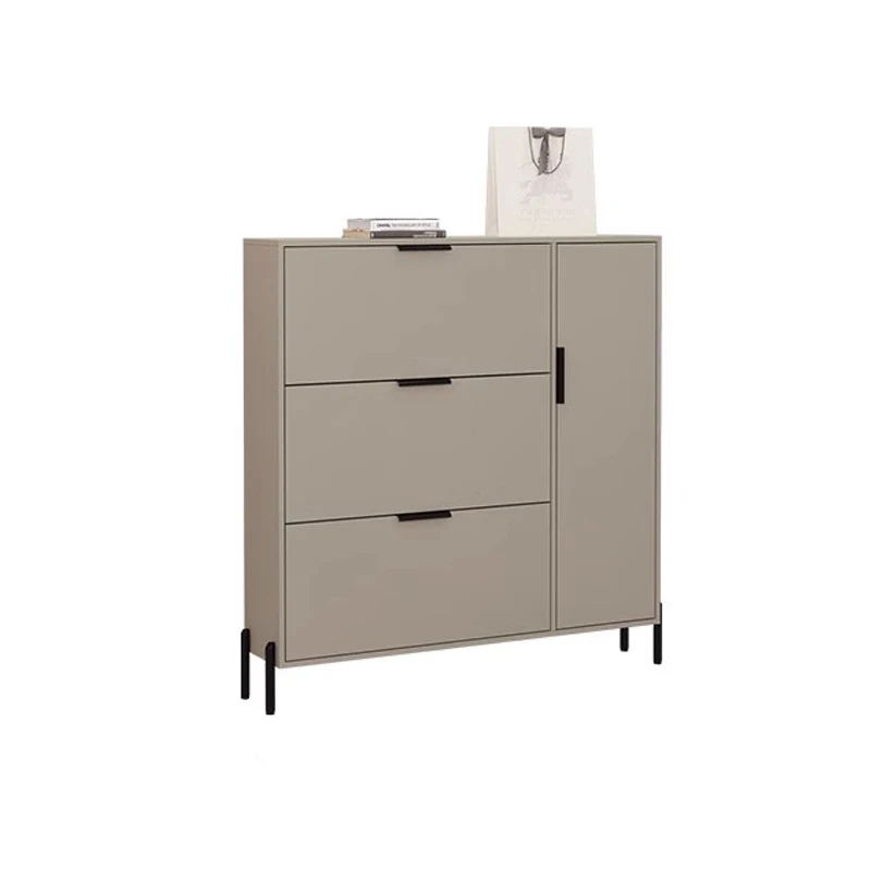 ตู้เก็บรองเท้าแบบหมุนได้สำหรับห้องนั่งเล่นที่บ้านสไตล์โมเดิร์น  ชั้นวางรองเท้าไม้