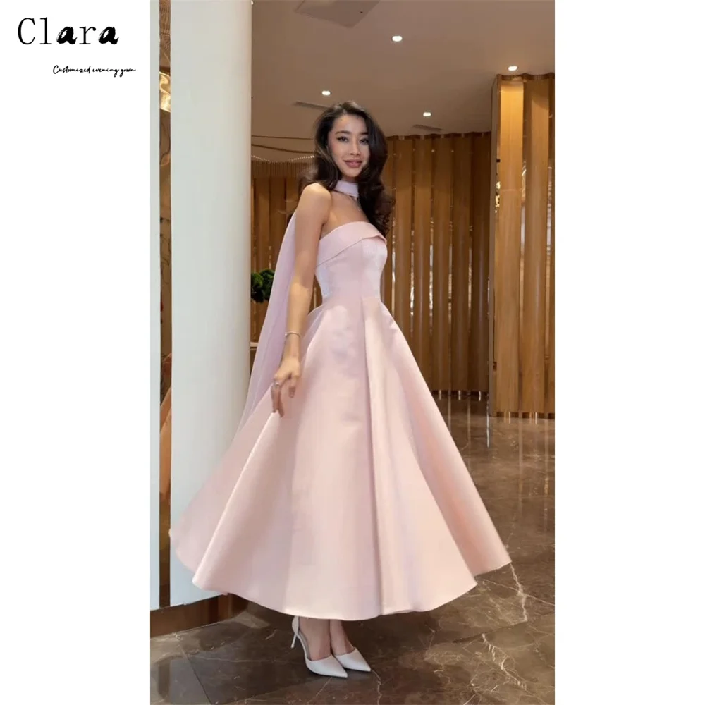 

Вечернее платье Clara Custom розового цвета без бретелек и рукавов, А-силуэт, класса люкс, 2026 года, элегантное женское платье для свадьбы, вечеринки, выпускного бала
