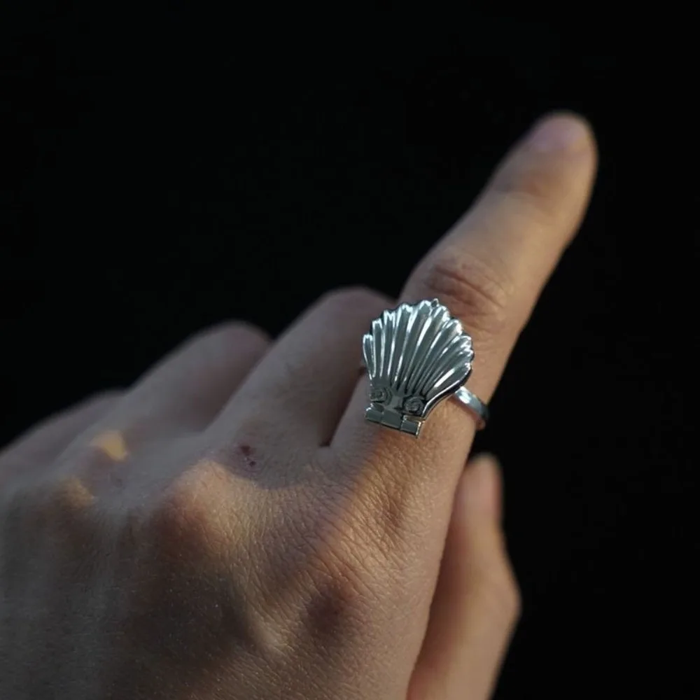 

Trendy Surprise Shell Finger Ring Jewelry Fashion Artificial Pearl Ring Exquisite Vintage Open-and-close Ring Summer