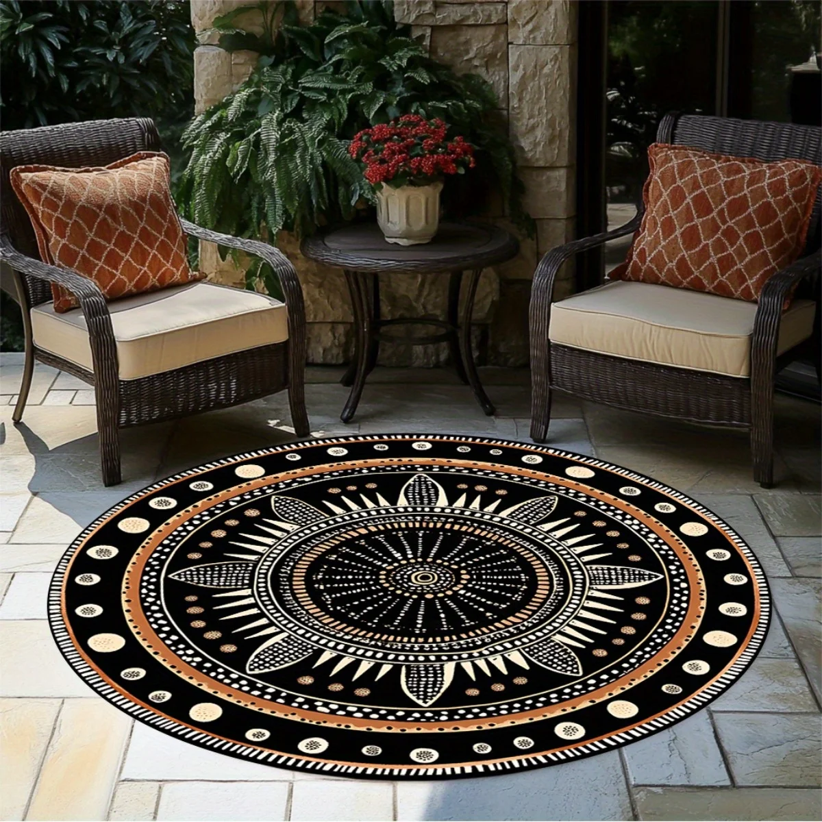 African Geometric Round Rug, D - đánh giá và giá Chair Mat Hard Floor