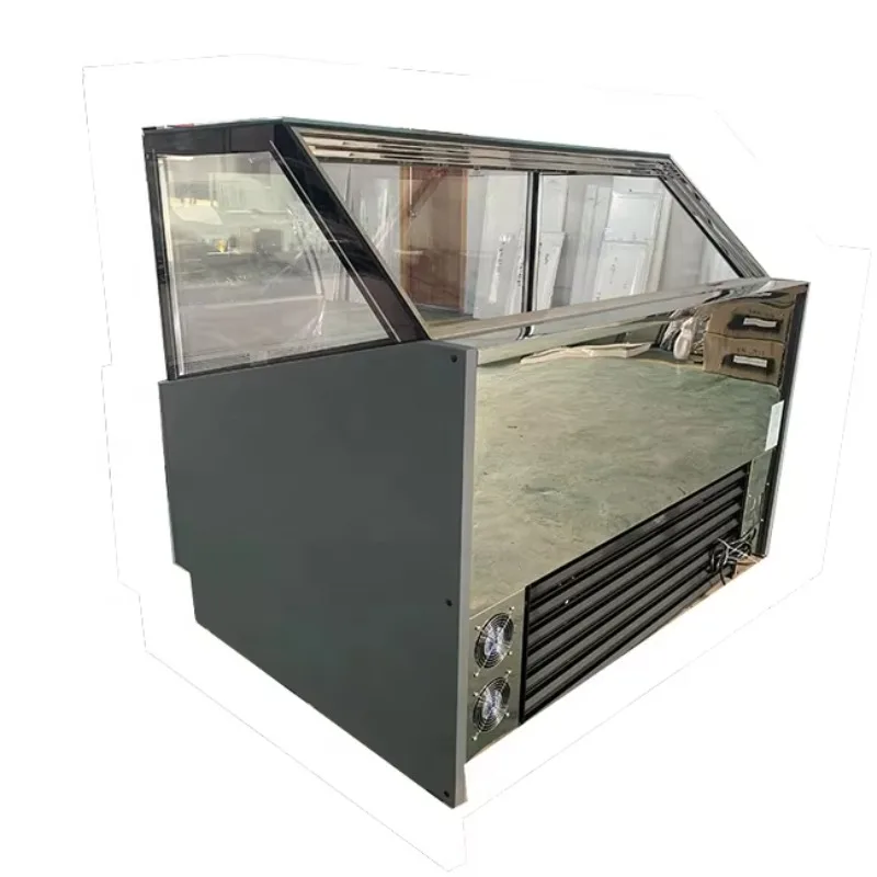 Commercial Use 16-Pan Ice Cream Scooping Freezer Single-Temperature Ice Cream Dipping Glass Showcase Cabinet Display Fan Cooling
