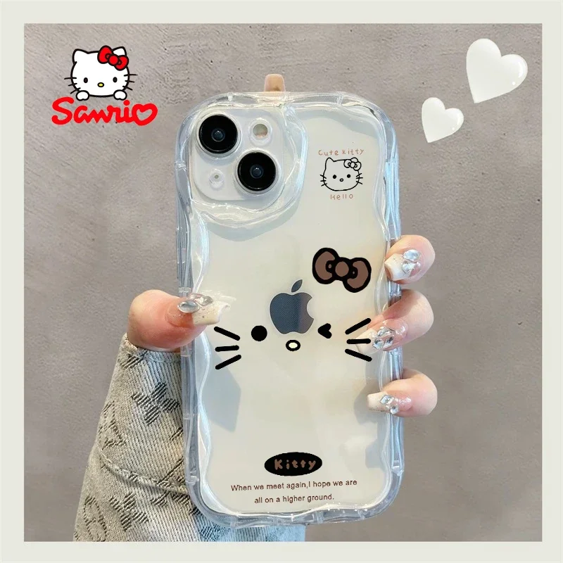 Sanrio 전화 케이스 Ins 스타일 단순 소녀 휴대 전화 쉘 키티 고양이 애니메이션 for Iphone Iphone 케이스 Cinnamoroll Gift