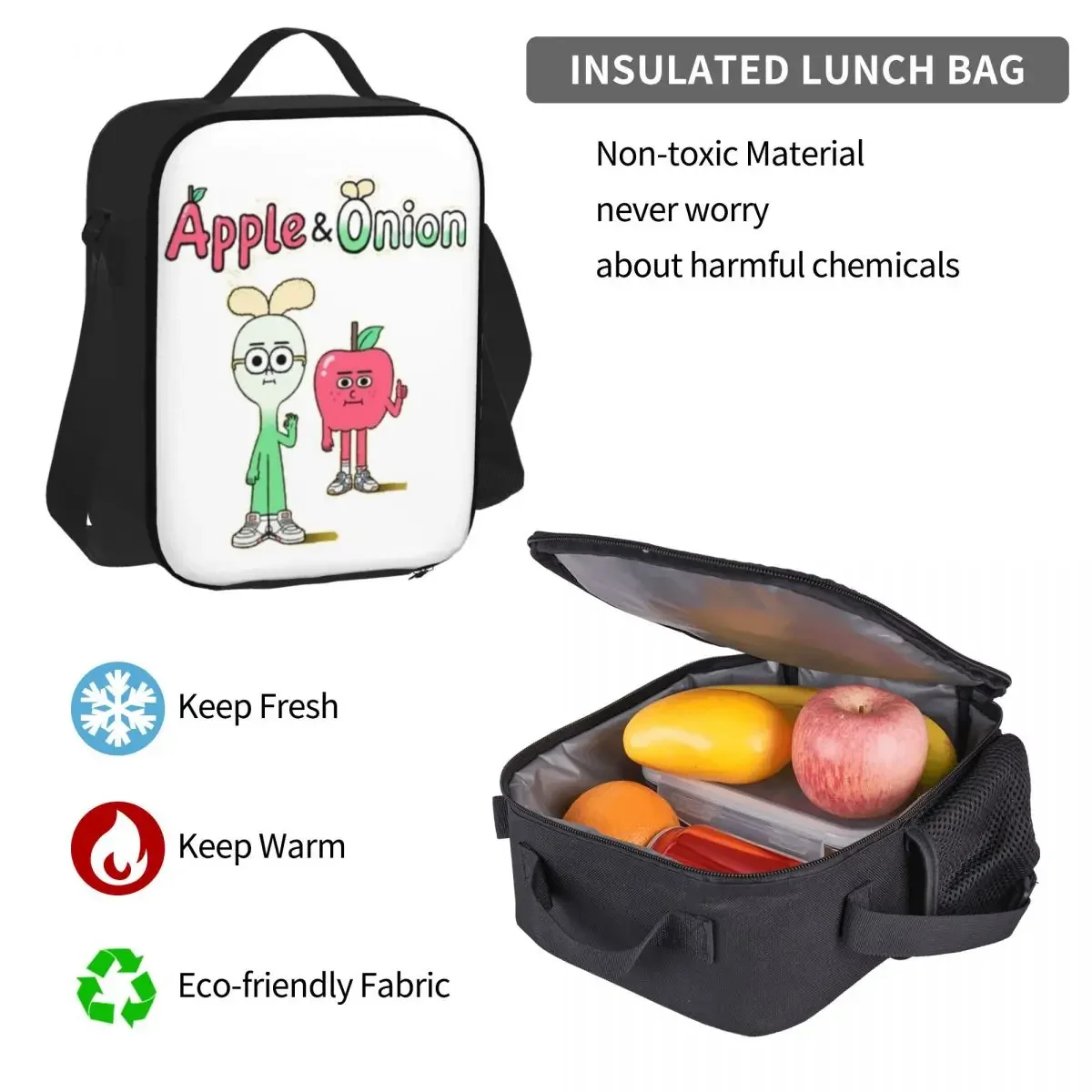 Sacs à dos pomme et oignon pour garçons et filles, cartable pour étudiants, sac à dos de dessin animé pour enfants, sac à lunch, sac à stylos, ensemble de 3 pièces