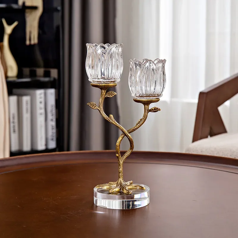 Limited Offer French Romantic Carved Candlestick Living Room Porch Dining Table High-end Atmosphere Double-ended Candlestick Or