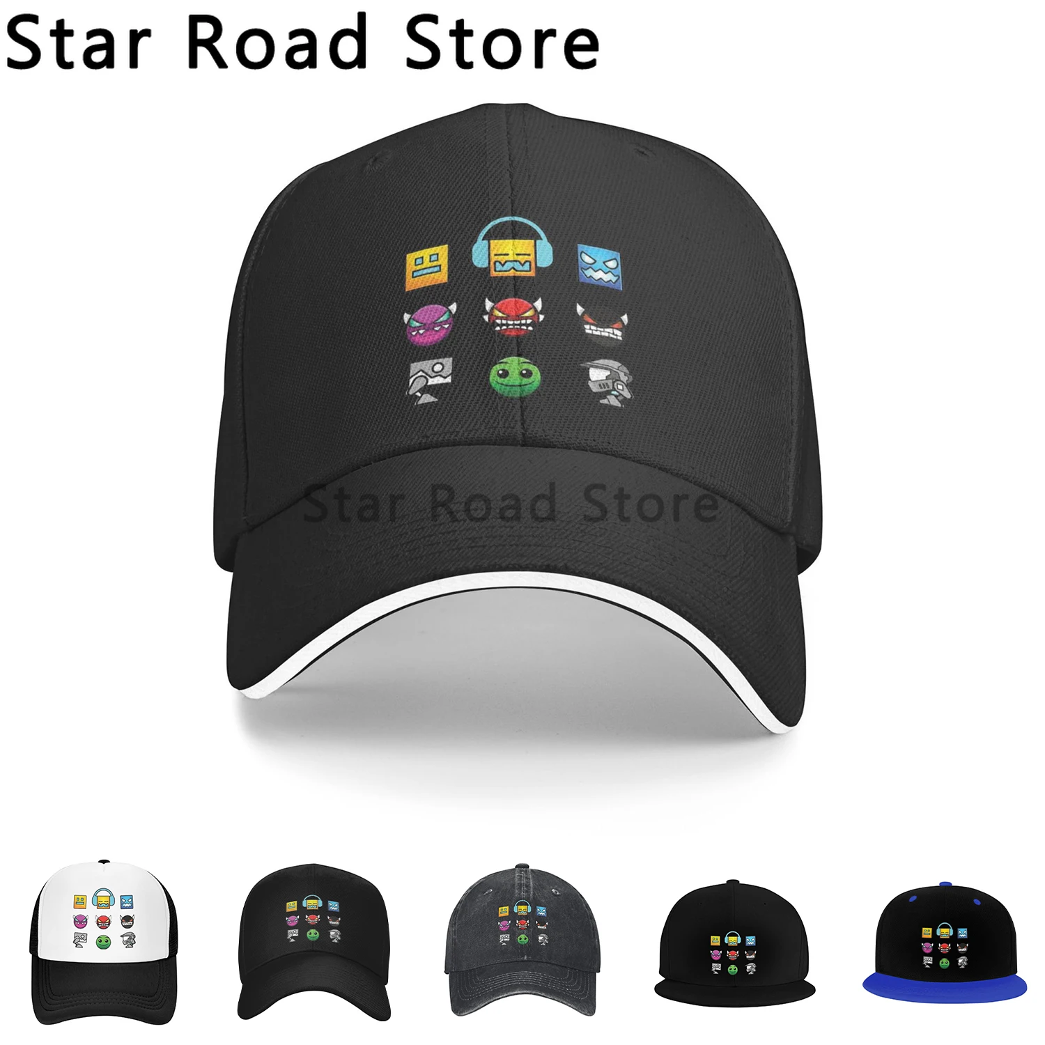 2024 Summer New Arrivial Geometry Dash Baseball Cap Birthday Tea Hat Sunhat Women's Beach Men's truck Cap