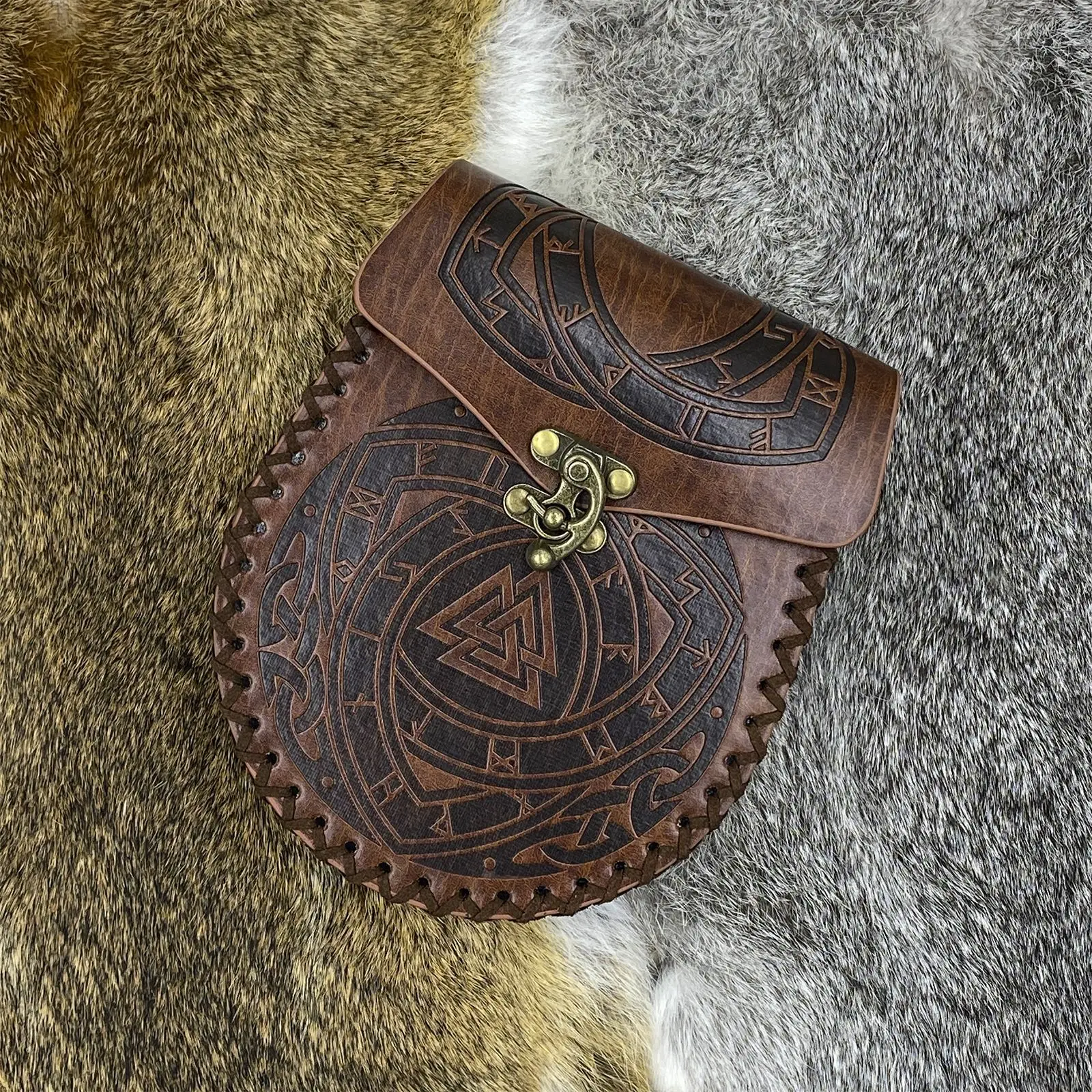 Renaissance Tasche Nordic Geprägte Gürteltasche Renaissance Kostüm Zubehör LARP Taille Tasche Cosplay Geldbörse Retro Mittelalter – Detail 19