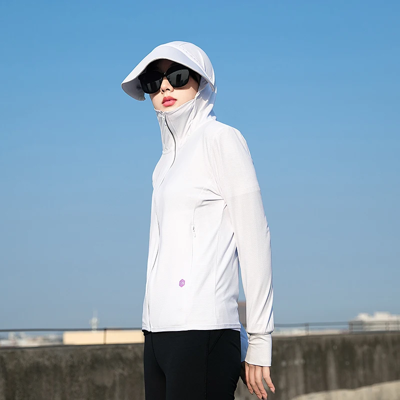 ﻿ Summer Thin Couple Sports Leisure Sunscreen Clothing Comfortable High Quality Ice Silk Breathable Outdoor UV Protection Coat