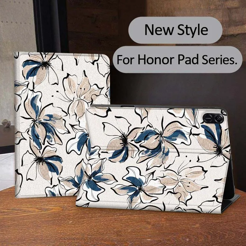 

Blue Artistic Floral Pattern For Honor Magic Pad 6 7 X8 V6 V7 Pro V8 X9 8 V8 9 13 X8a 2 V9 GT X9a X9 GT2 13.3 Inch Tablet Case