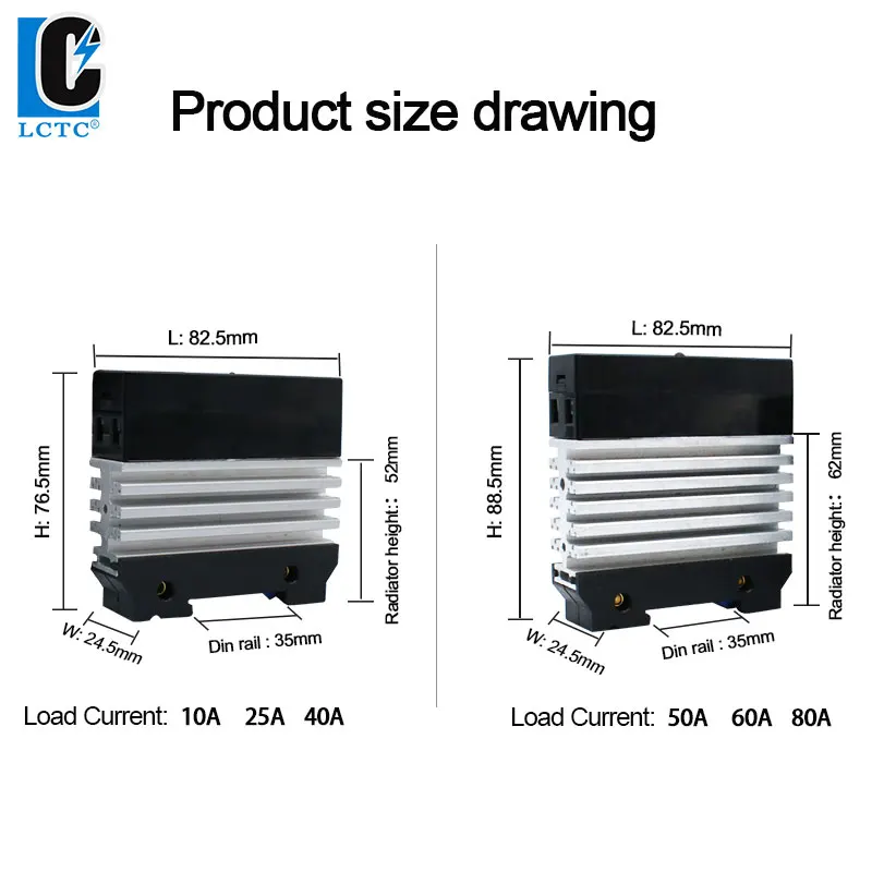 LCTC Solid State Relay DC-AC Random Turn-on Relay DIN Installation Slim Single-Phase SSR With Radiator Industrial Relay