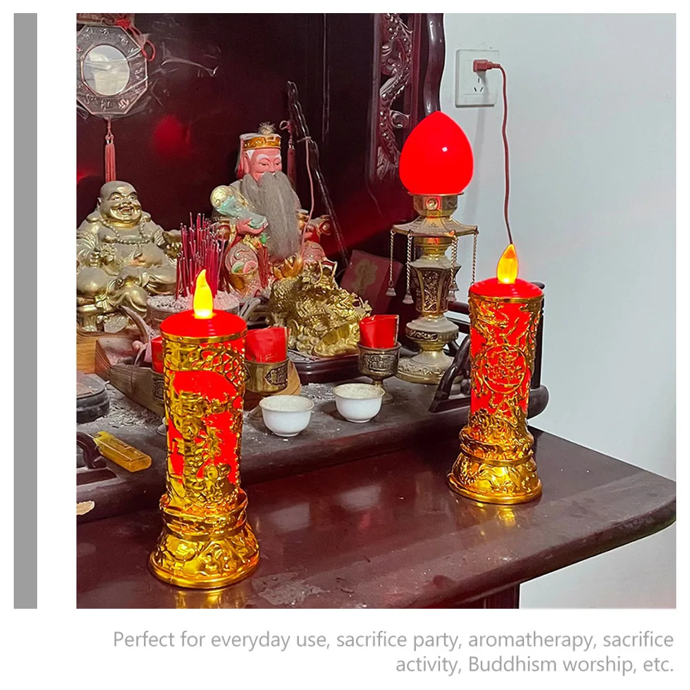 

Led Light Flameless Electric Candles Chinese Style Lamp For Home Party Worship Reusable Decorative