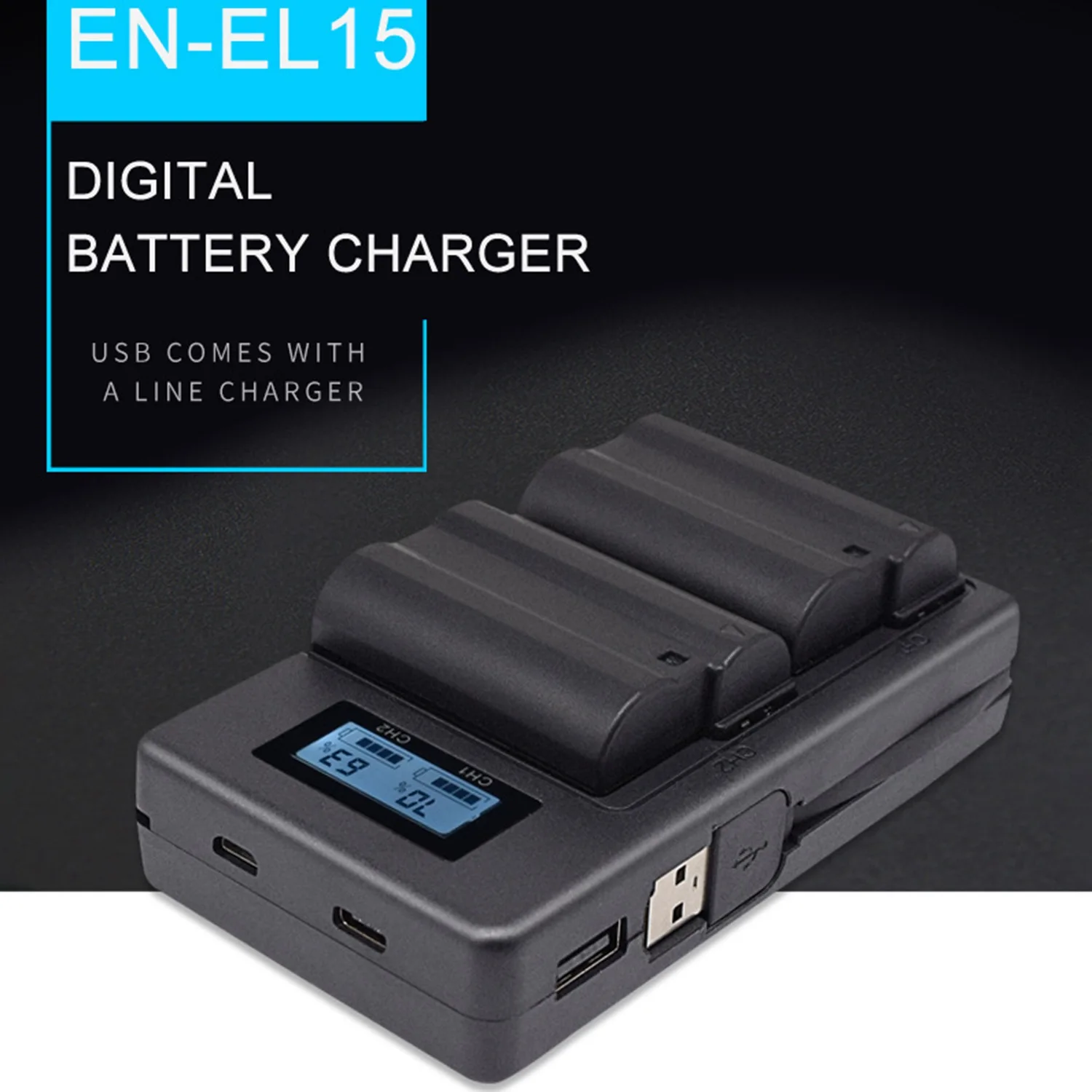 2Pcs EN-EL15 EL15 EN-EL15A ENEL15A EN EL15A Battery+USB Dual Charger for Nikon D850 D810 D810A D750 D500 D7500 D7200