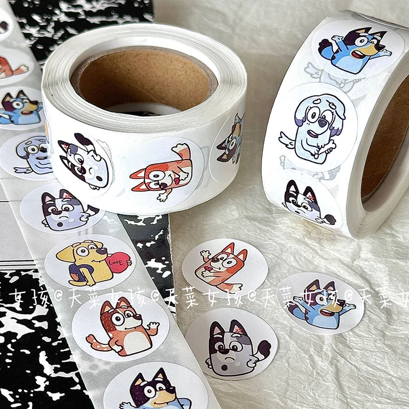 Anime Bluey Sticker Bingo Sticker Dog Sticker Cartoon Decoration Kids Album Diary Envelope Sealing Paper Tape Kids Toys