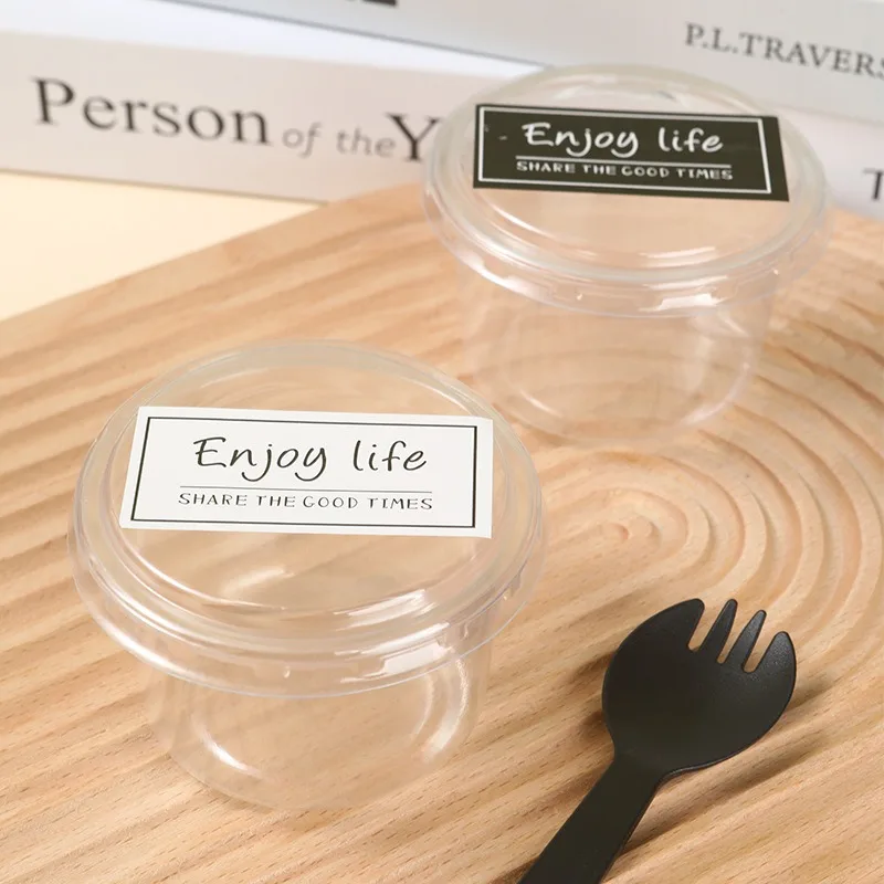 50Pcs 150ML Disposable Mousse Cups Cake With Lid Clear Plastic Boxes Ice-Cream Dessert Picnic Pudding Jelly Dessert Yogurt Cups