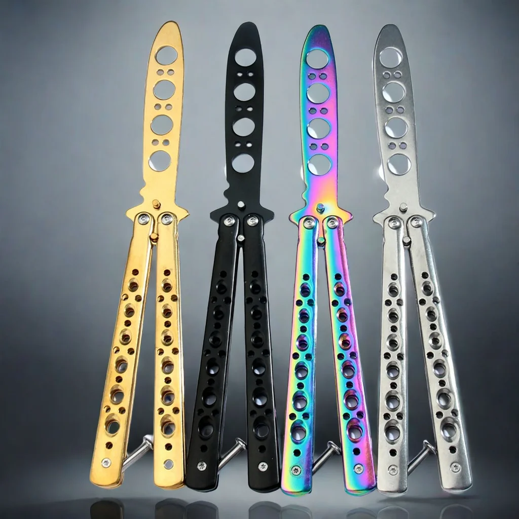 Foldable Butterfly Knife Trainer Portable Stainless Steel Pocket Practice Knife Training Tool For Outdoor Games Folding Knife