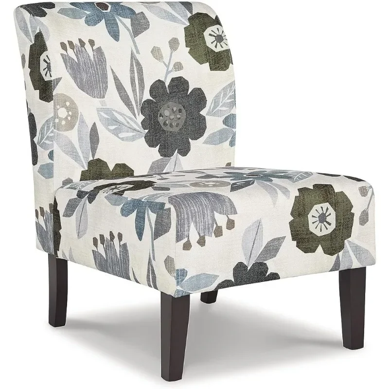 

Triptis Floral Armless Accent Chair, White, Blue & Gray