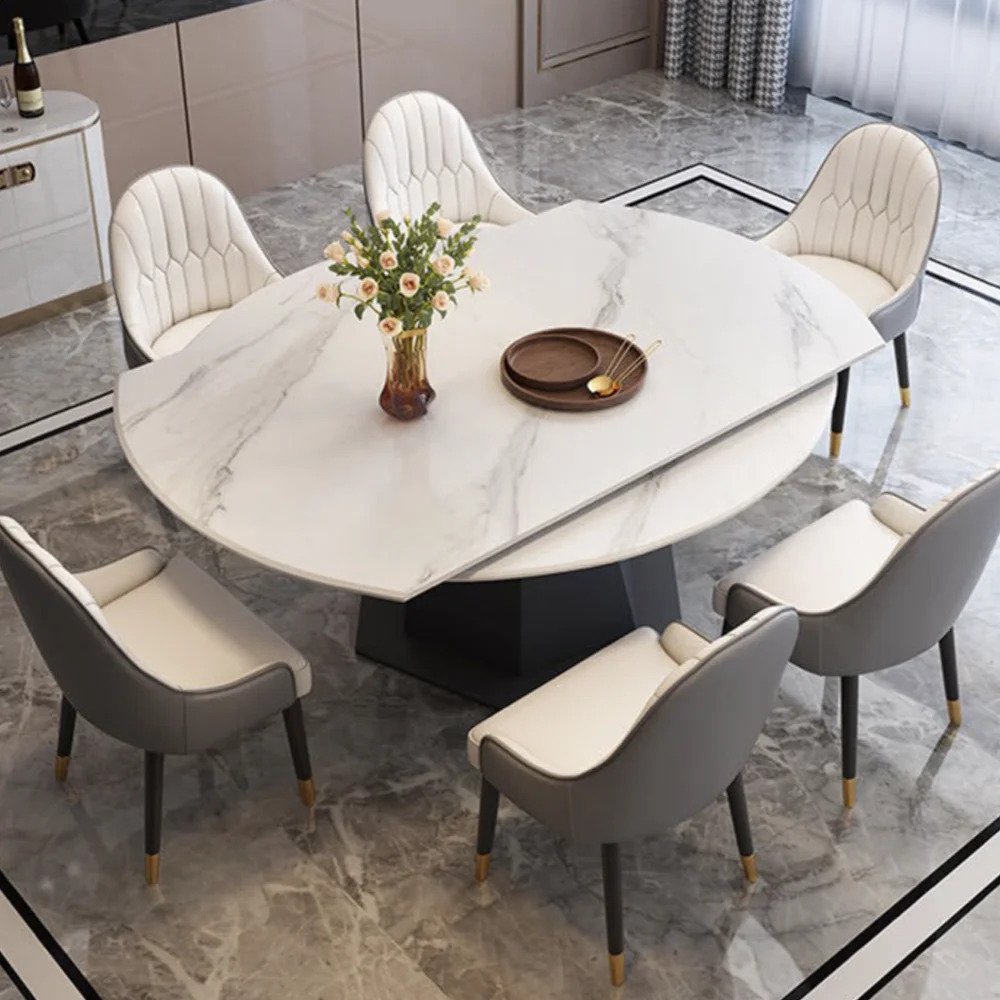 Round Sintered Stone Dining Table, Round Dining Room Table Set With 4 Chairs Bjflamingo Marble Sintered Stone Dining Table Set
