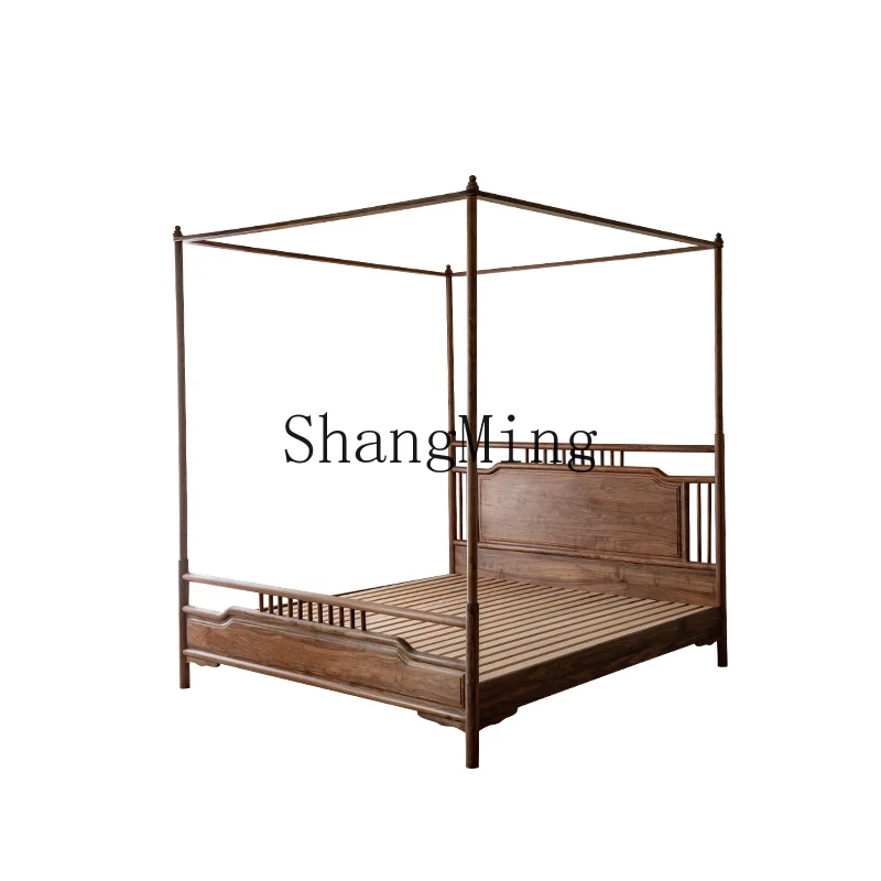 

HJ shelf bed New Chinese-style all-solid wood removable mosquito net four-poster bed Modern simple medieval wooden bed