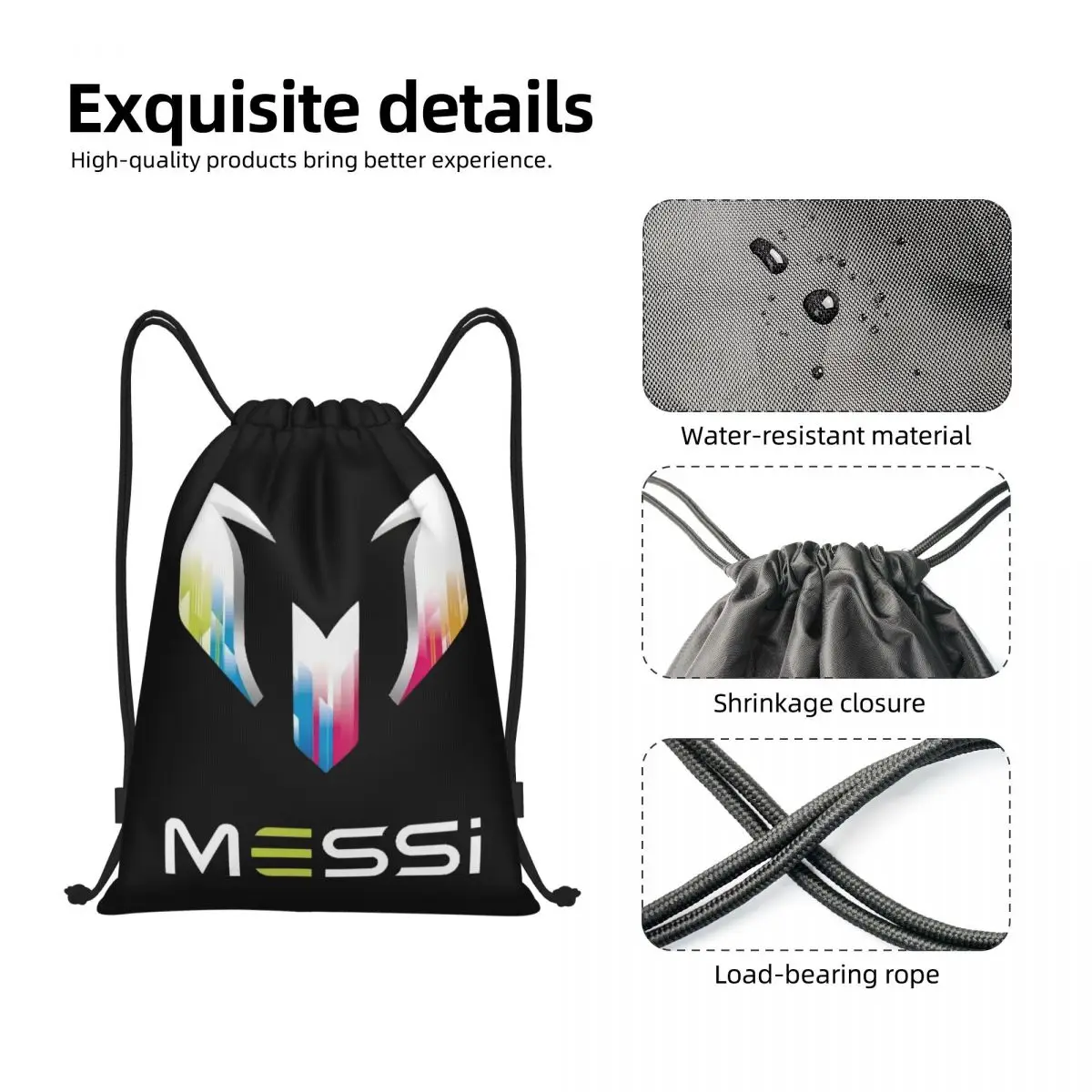 Custom Messis 10 Soccer Football Drawstring Backpack Women Men Gym Sport Sackpack Portable Shopping Bag Sack