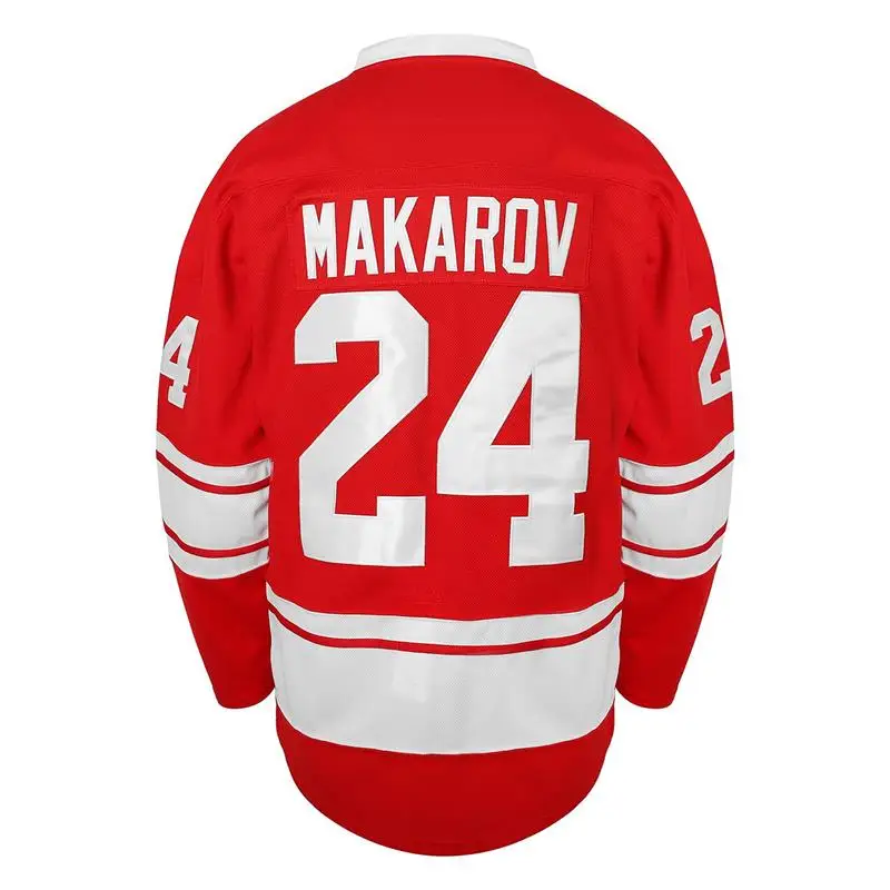 LangMao Boys Shirt Movie CCCP MAKAROV #24 Ice Hockey Jersey Men's Outdoor Sportswear Red Tops Sewing Embroidery -------- Mens