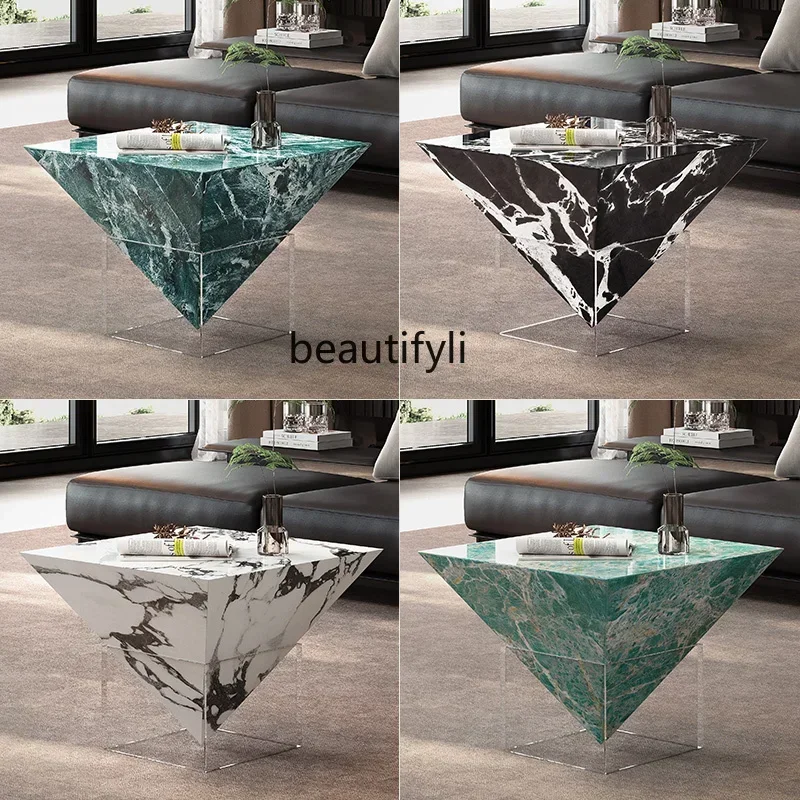 

D80 Art coffee table high-end living room high-end designer luxury stone acrylic creative suspended coffee table