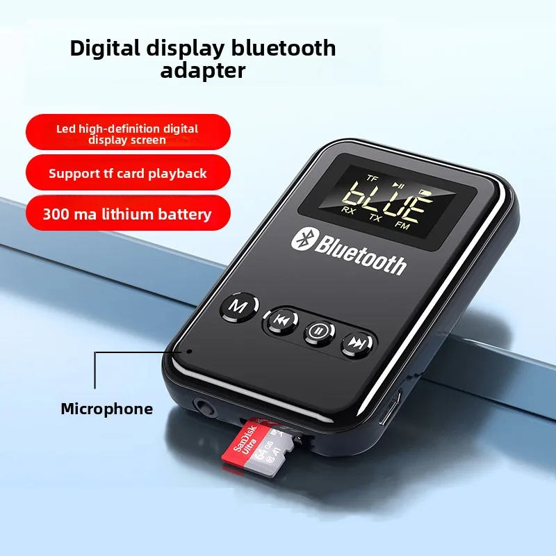 Bluetooth 5.0 Audio-Sender und -Empfänger mit LCD-Display, 3,5-mm-AUX-Anschluss, Stereo-USB-Wireless-Adapter für PC, TV, Auto und Kopfhörer