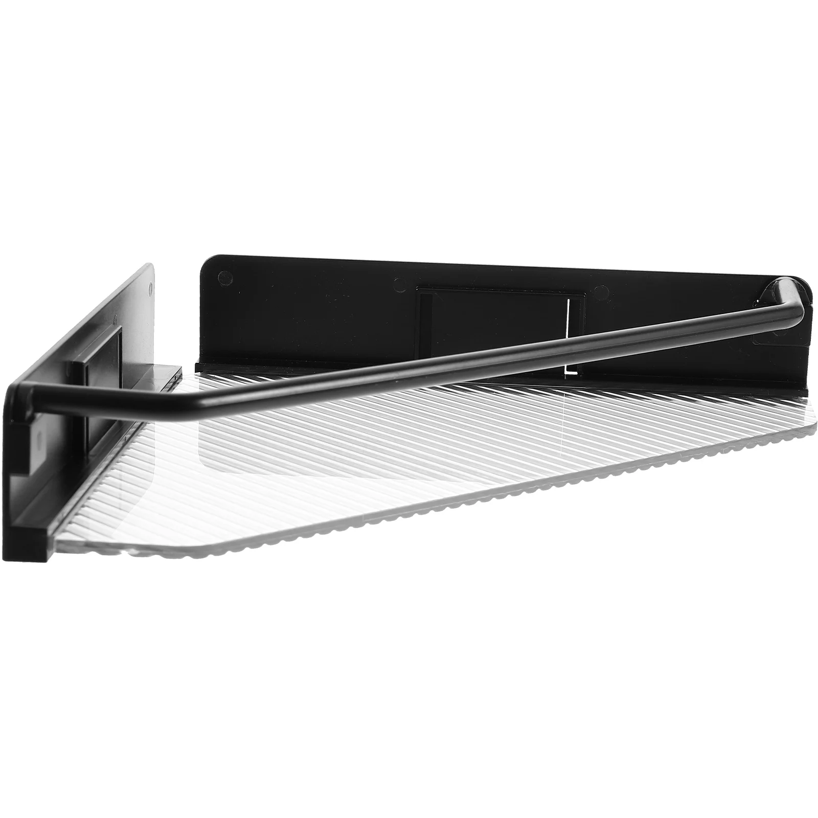 

Triangle Shower Shelf Storage Wall Mounted Floating Corner Rack Black Single Layer Bathroom Saver Organizer