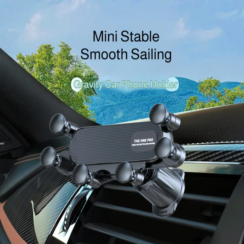 Car Air Vent Phone Holder 6-Point Gravity Mount Stable Navigation Bracket Compact No Blocking Airflow Smartphone Stand