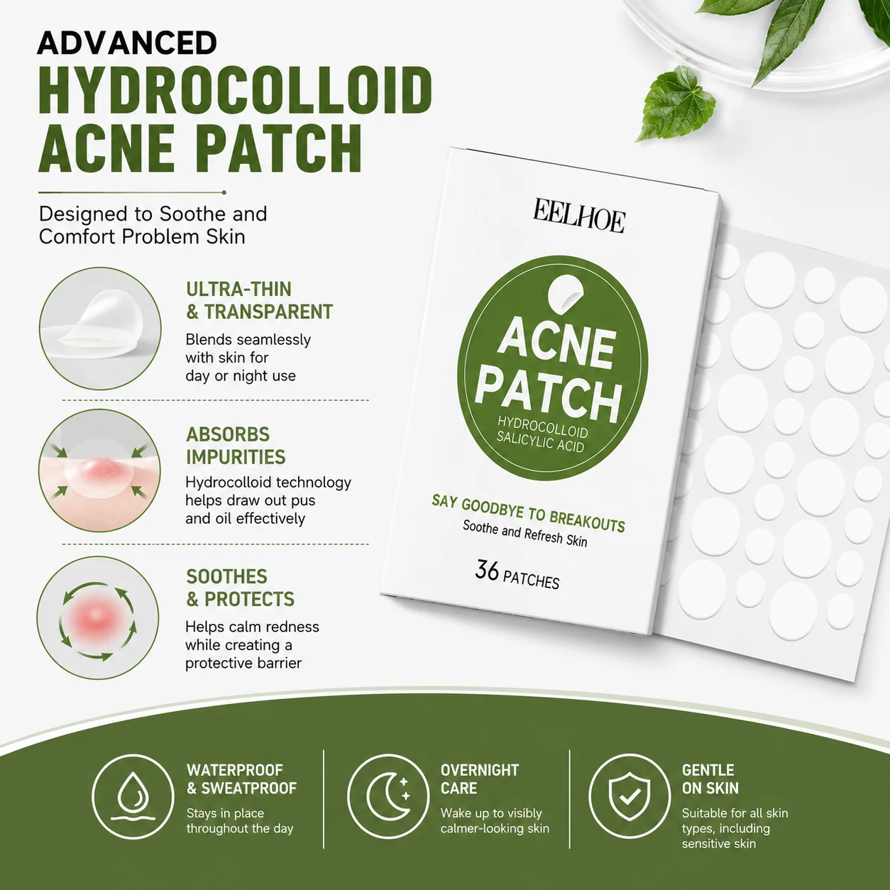 Face Acne Patch Invisible Skin Care Pimple Acne Patches Anti-inflammatory Healing Absorbing Spot Sticker Covering Acne