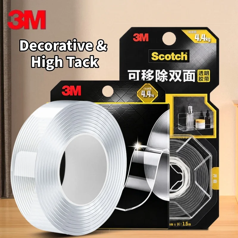 3M Scotch Transparent Removable Nano Double-Sided Tape Strong Waterproof & Moisture-Proof Multifunction Traceless  Adhesive