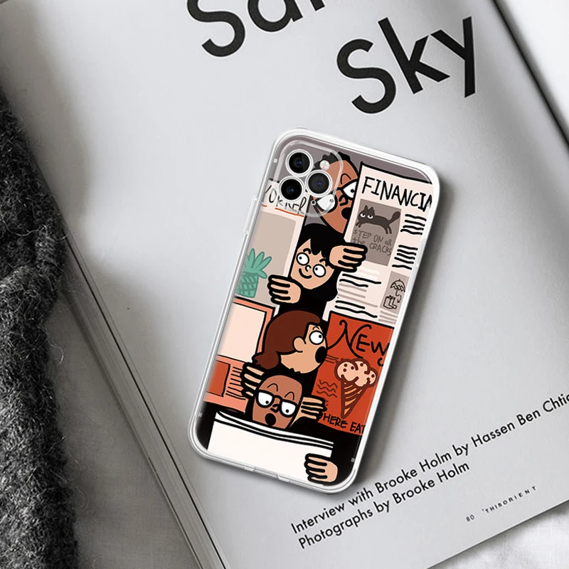 Lustige Bildansicht Zeitung New York Times iPhone 11 12 13 Pro Max X XS XR 7 8 Plus Klare, stoßfeste Linse, weiche Hülle
