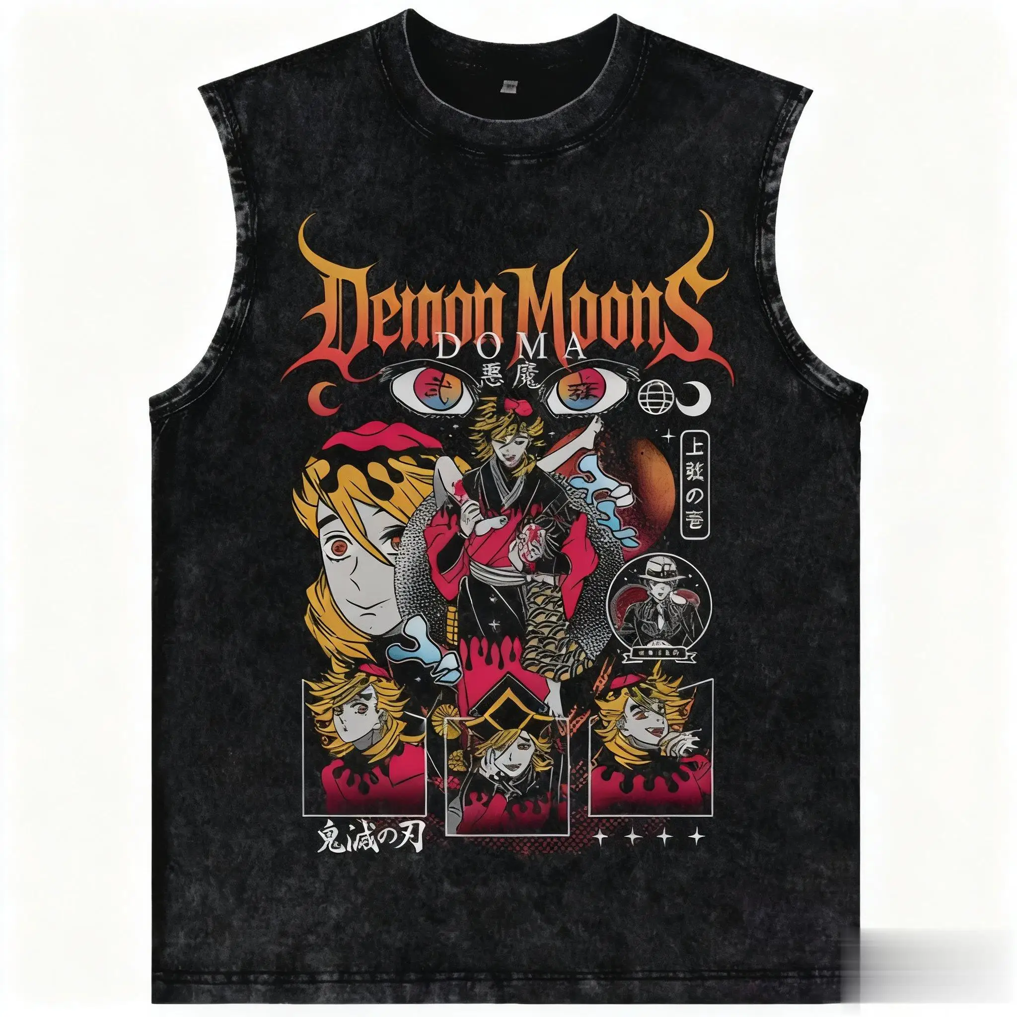 2025 harajuku demon slayer anime ginásio colete das mulheres dos homens oversized vintage lavado sem mangas tshirt impressão gráfica regata streetwear