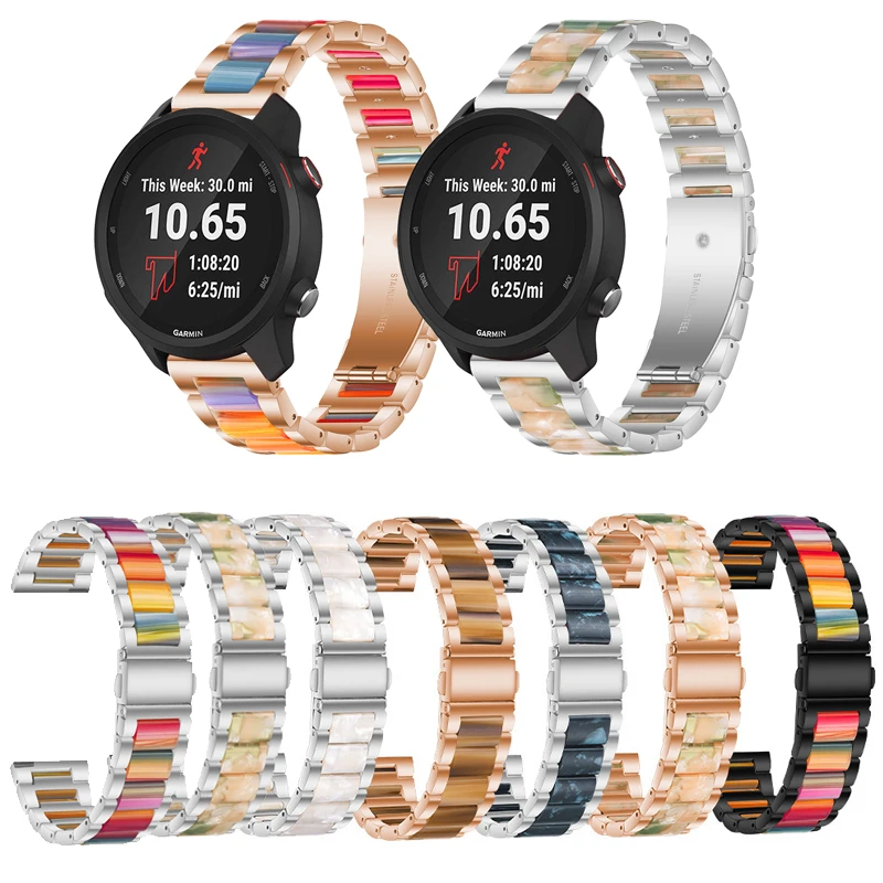 Steel Metal Zinc Alloy Resin Strap For Garmin Forerunner 265 255 245 245M 645 645M 55 158 165 Music Bracelet Band